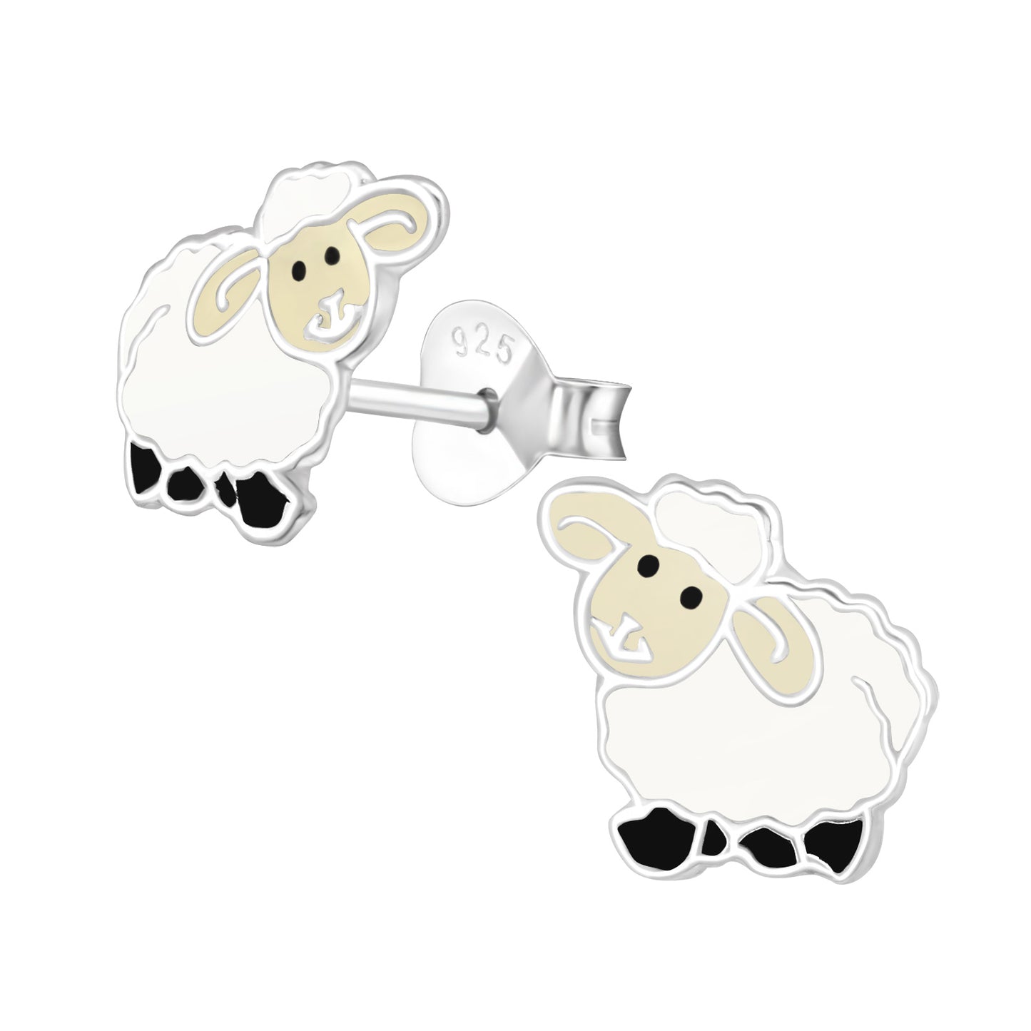 Baa Baa sheep epoxy sterling silver earring