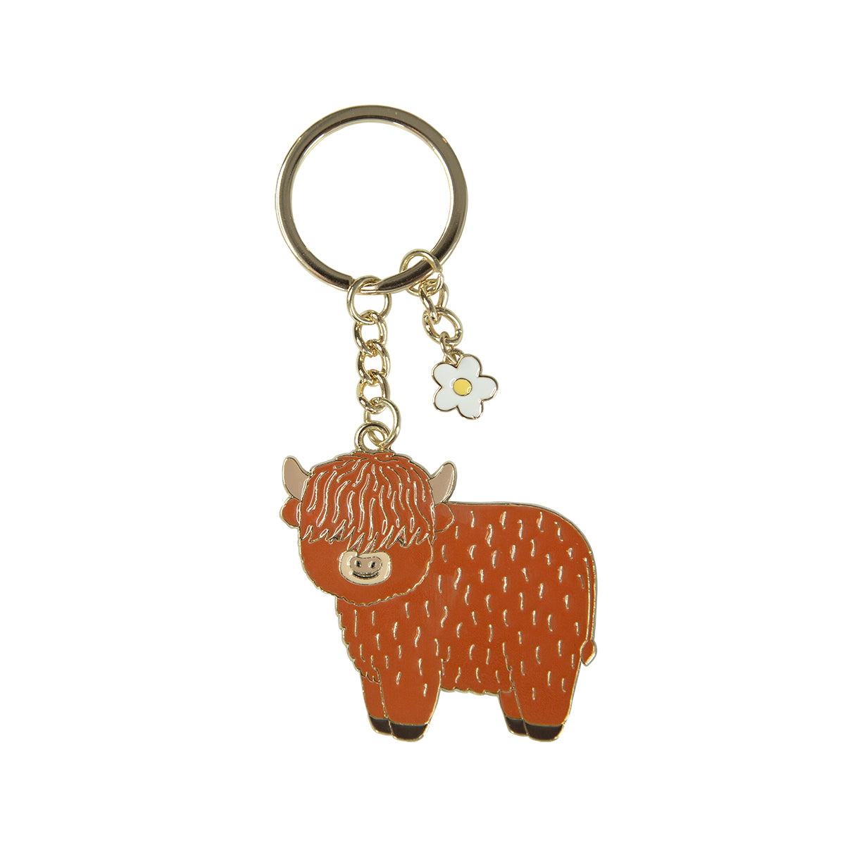 Brown Highland cow keyring