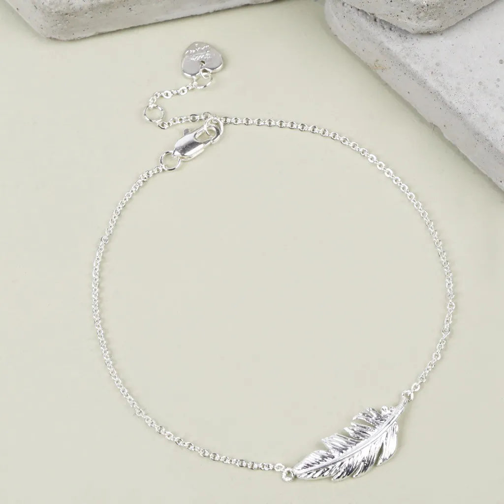Sterling Silver Plated Feather Bracelet