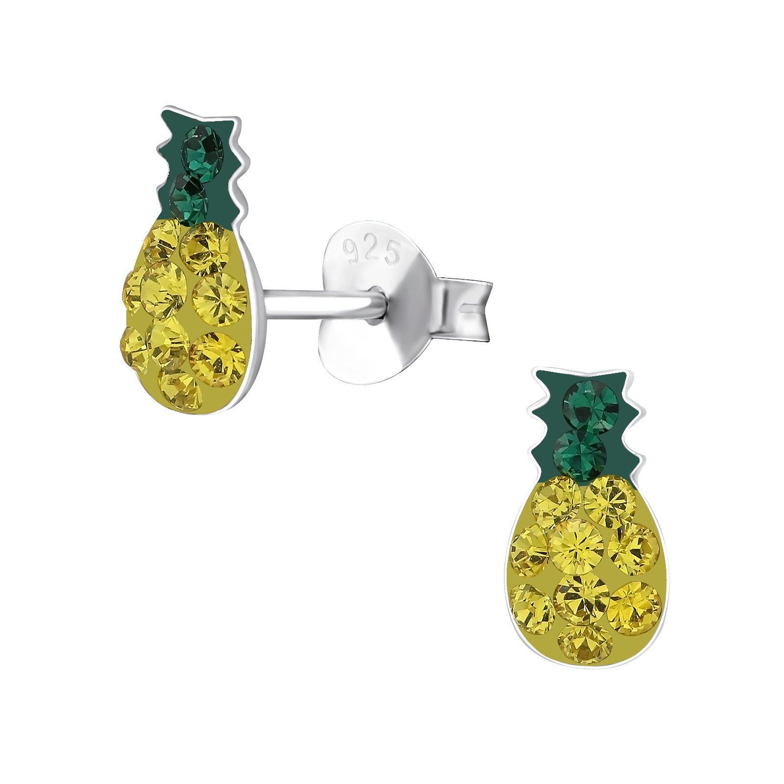 Crystal Sterling Silver Pineapple Earrings Shopafrolics