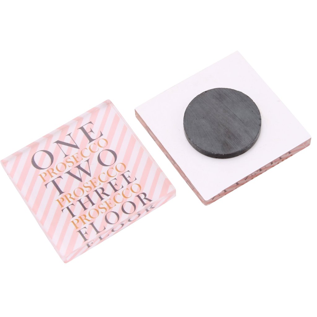 Glass magnets with choice of gin or prosecco fun slogans.