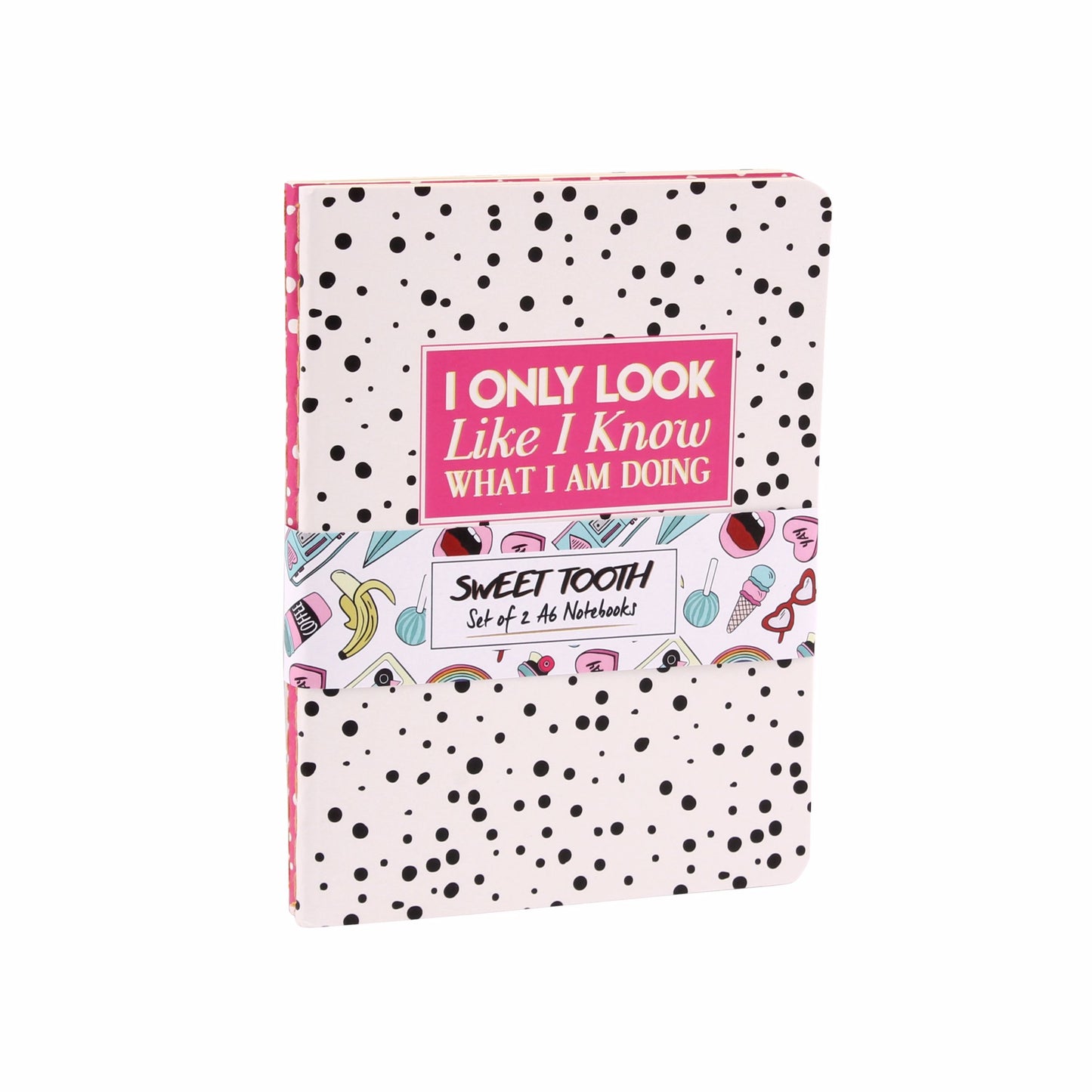 2 x A6 paperback notebooks with slogans I only look like I know what I'm doing Be bold or italic never regular