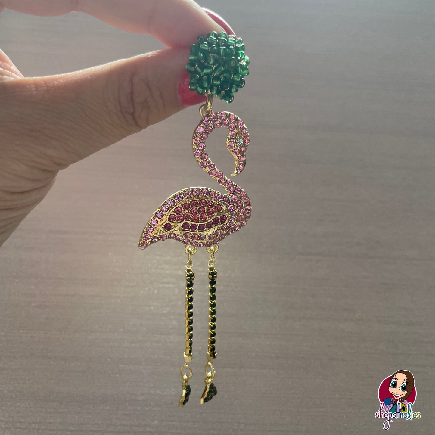 Fabulous pink crystal flamingo earrings