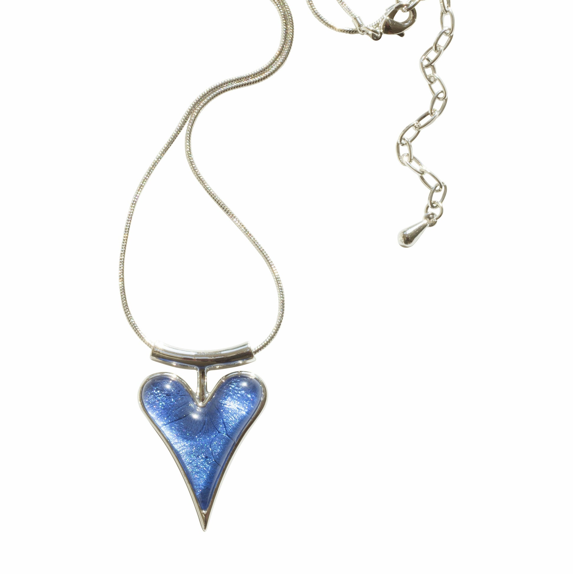 Cobalt Resin Heart Necklace