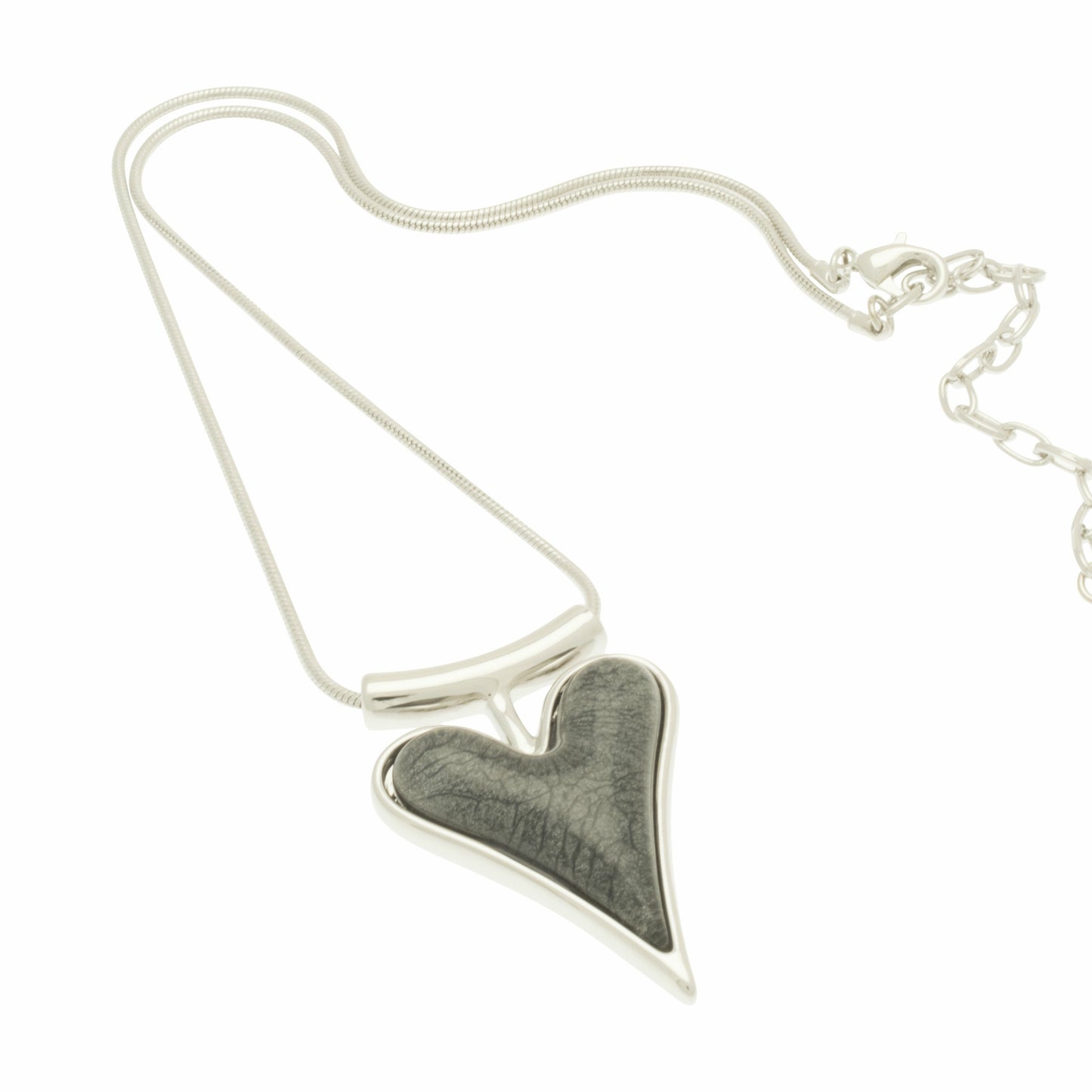 Grey Resin Heart Necklace
