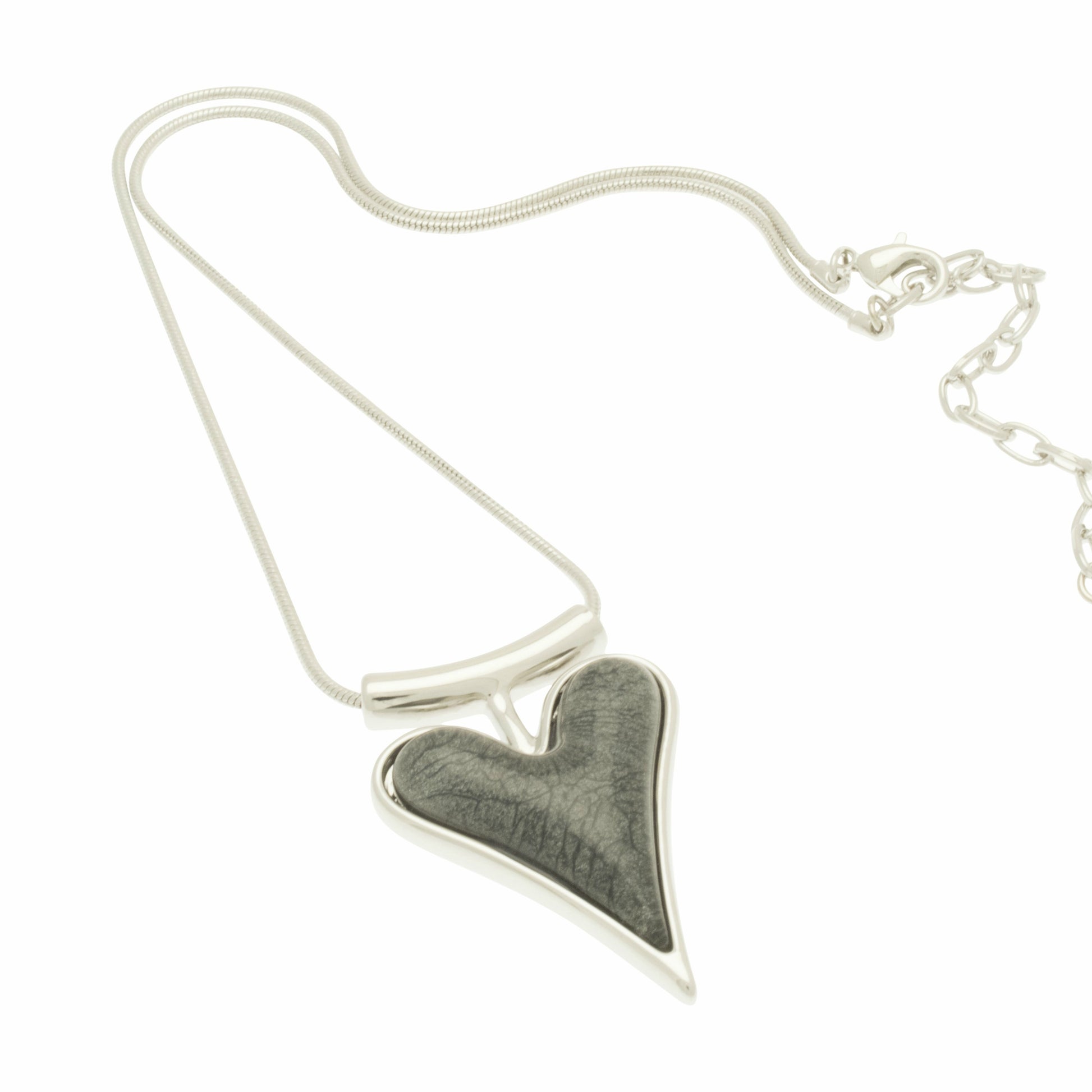 Grey Resin Heart Necklace