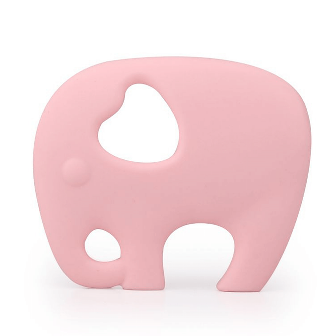 Pale baby pink elephant silicone teether