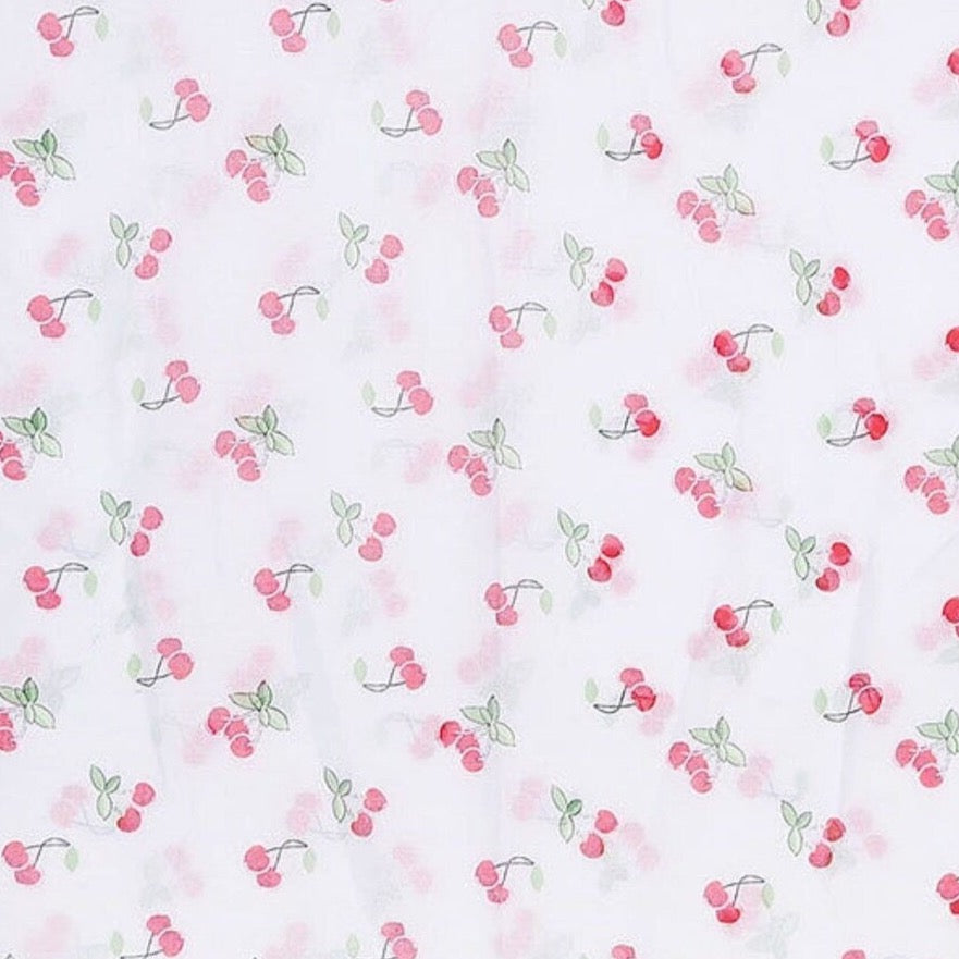 Close up of cherry print scarf