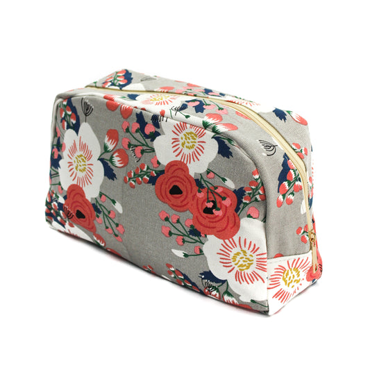 Vintage rose and white floral print make up wash bag