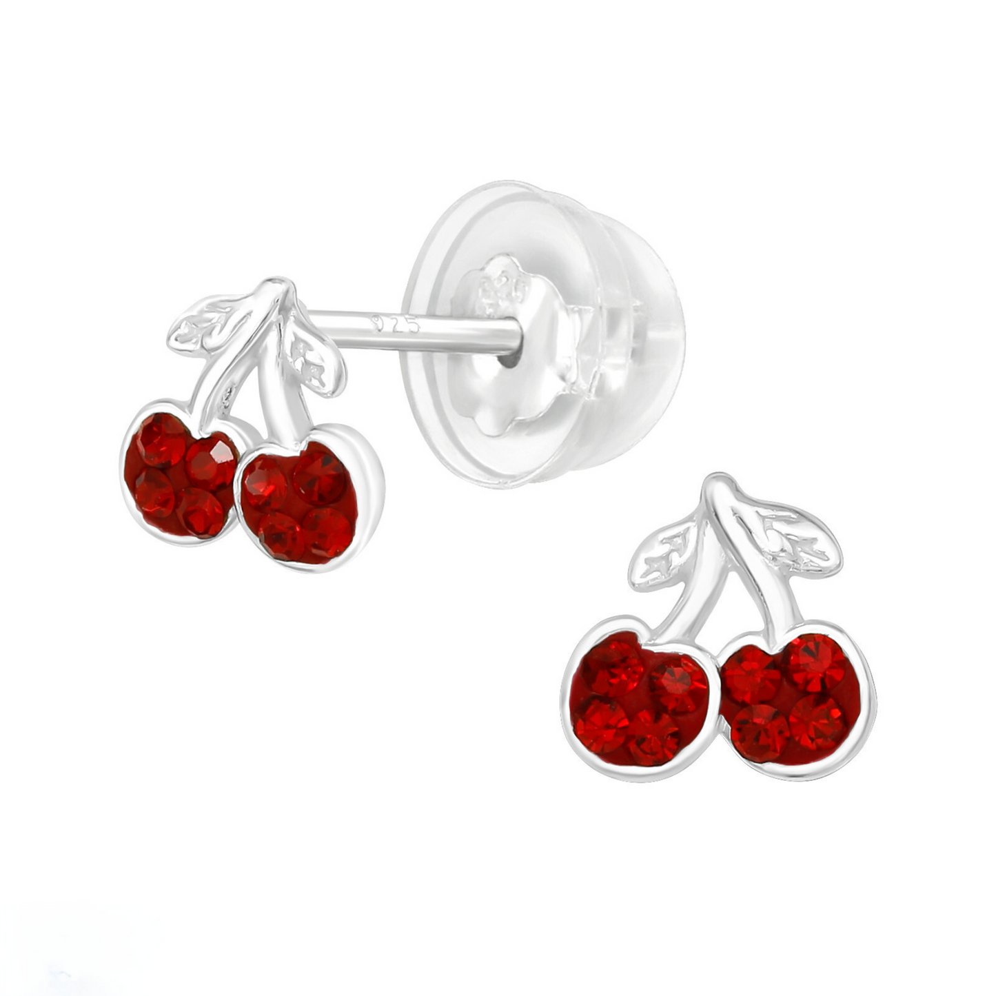 Crystal Sterling Silver Cherry Earrings