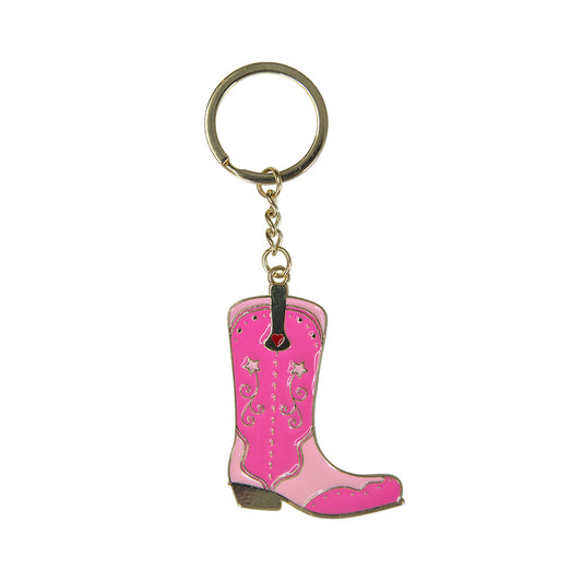 Bright pink cowboy boot keyring