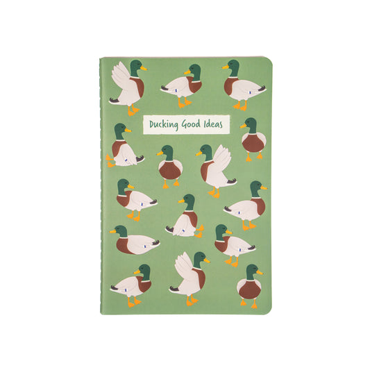 Ducking good ideas notebook featuring green mallard duck