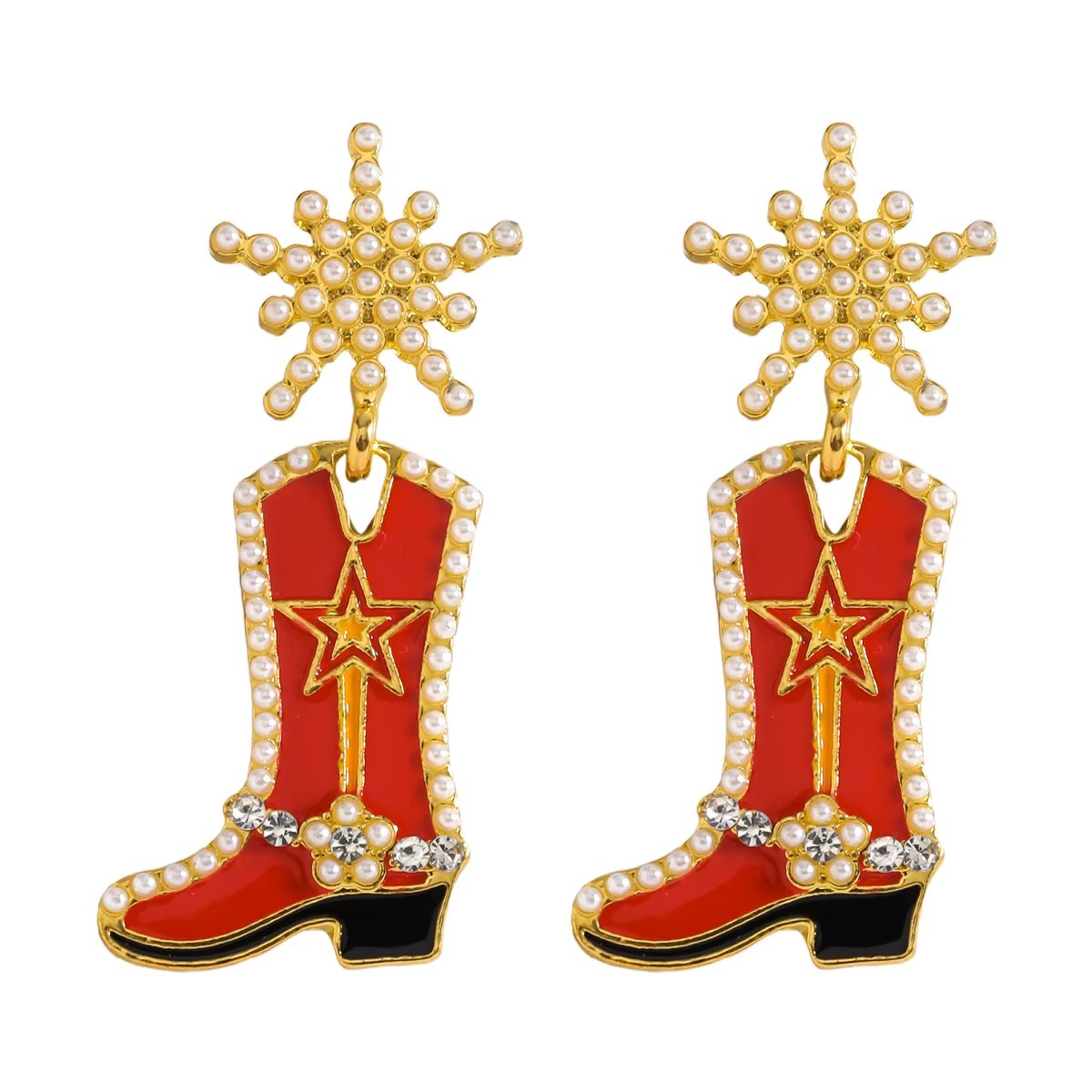 Red snowflake Christmas cowboy boots