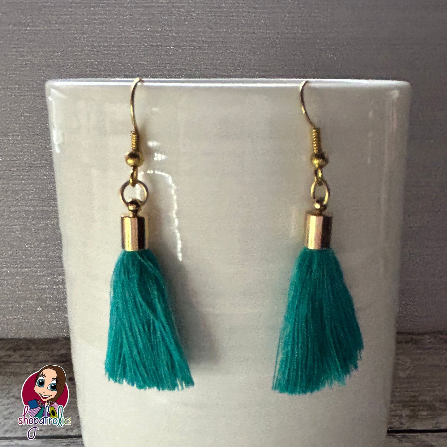 Handmade Cotton Tassel Earrings - Gold with Choice of Colour Tassels