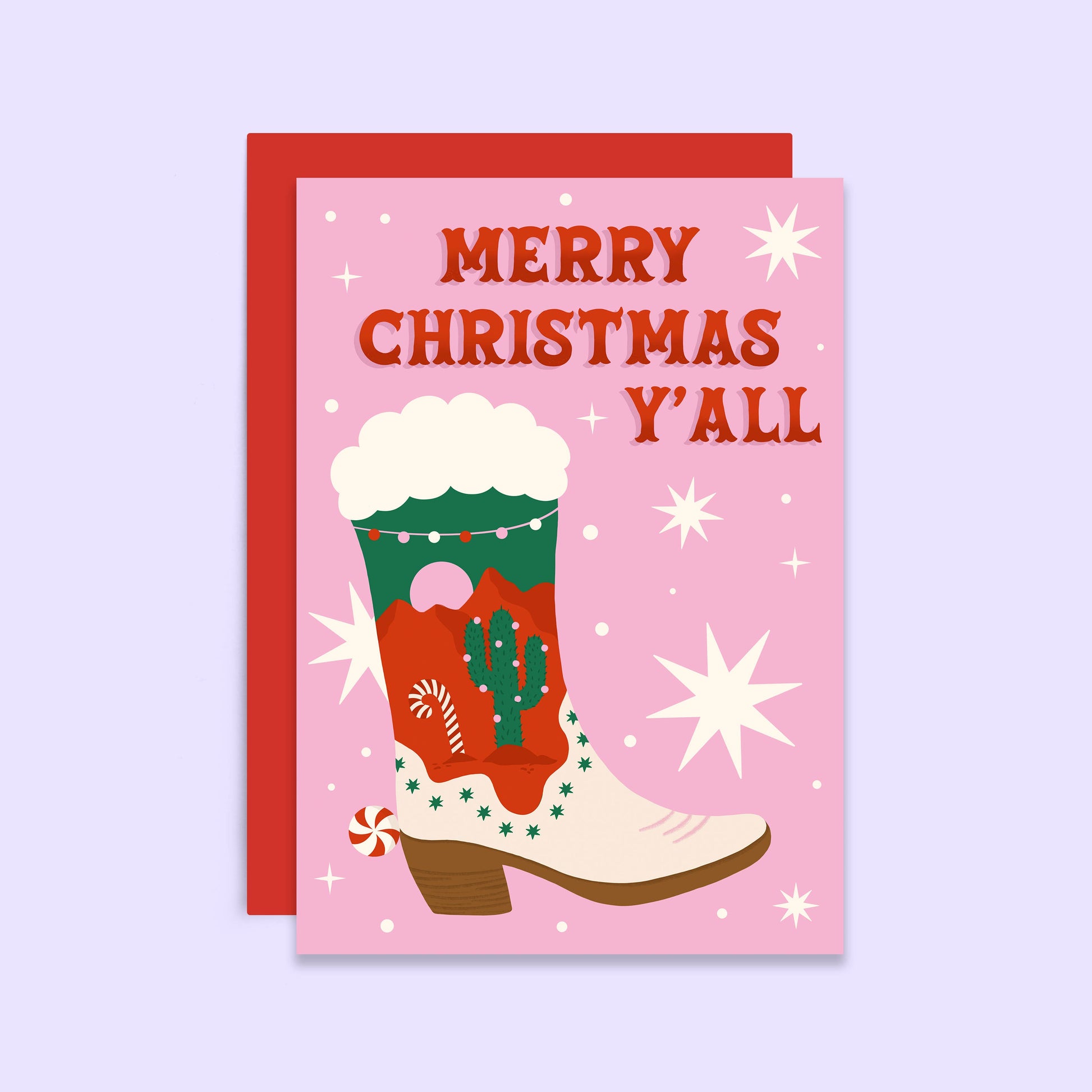 Cowboy Boot Merry Christmas Y'all Greeting Card