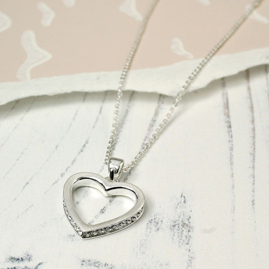 Inset Crystal Heart Necklace