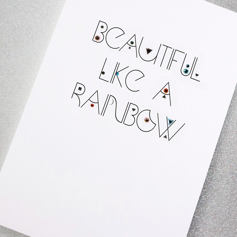 Beautiful Like a Rainbow swarovski embellished greeting card