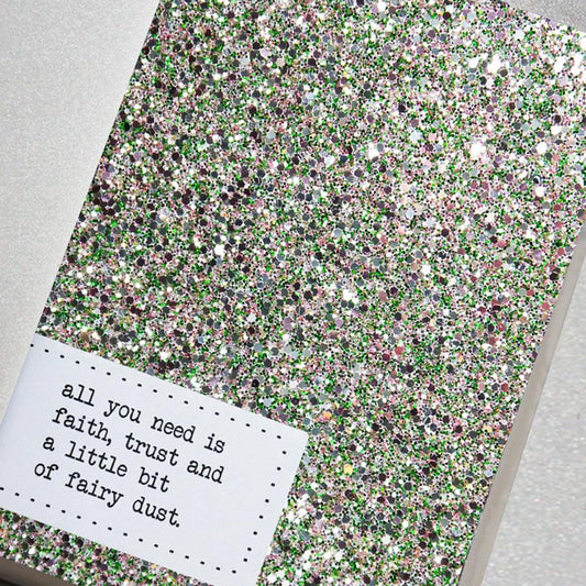 Silver sparkly glitter notebook