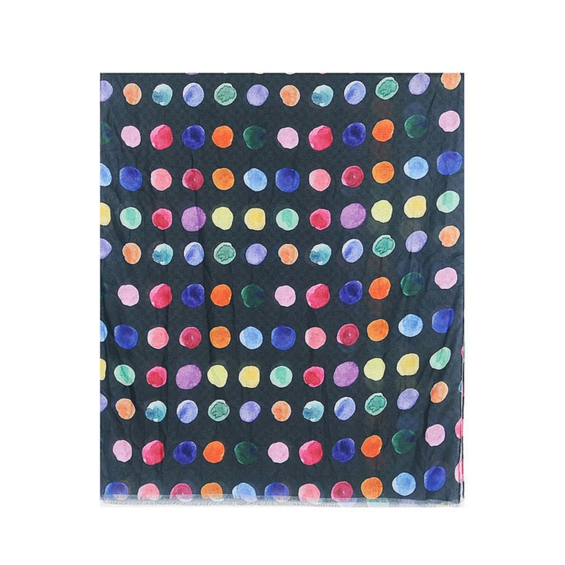 Black scarf with painterly coloured spots