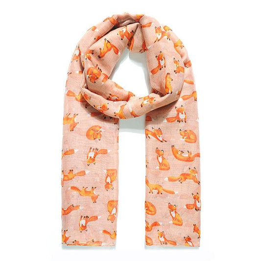 Summery pink scarf with fabulous fox print 