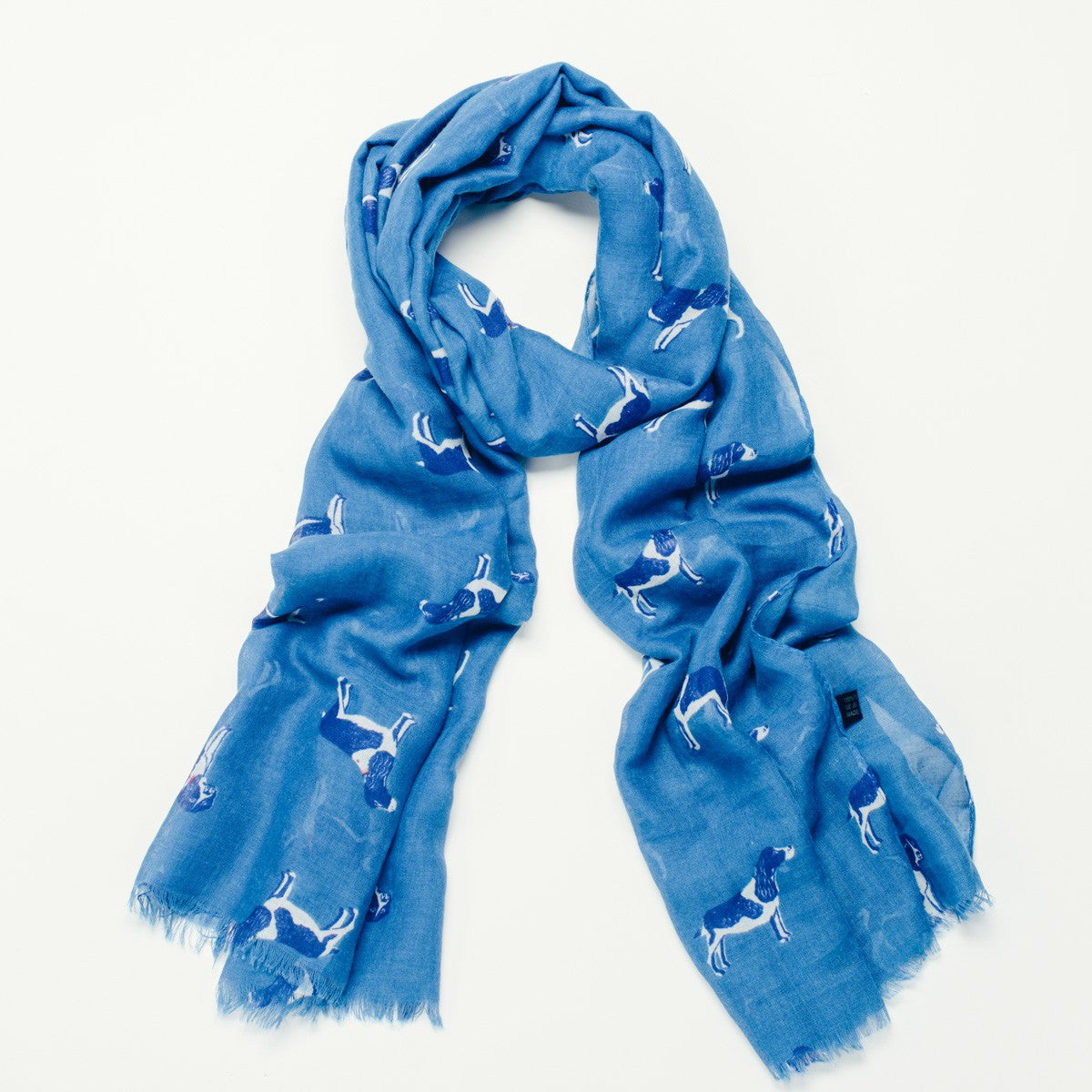 Pretty blue printed scarf with dog design