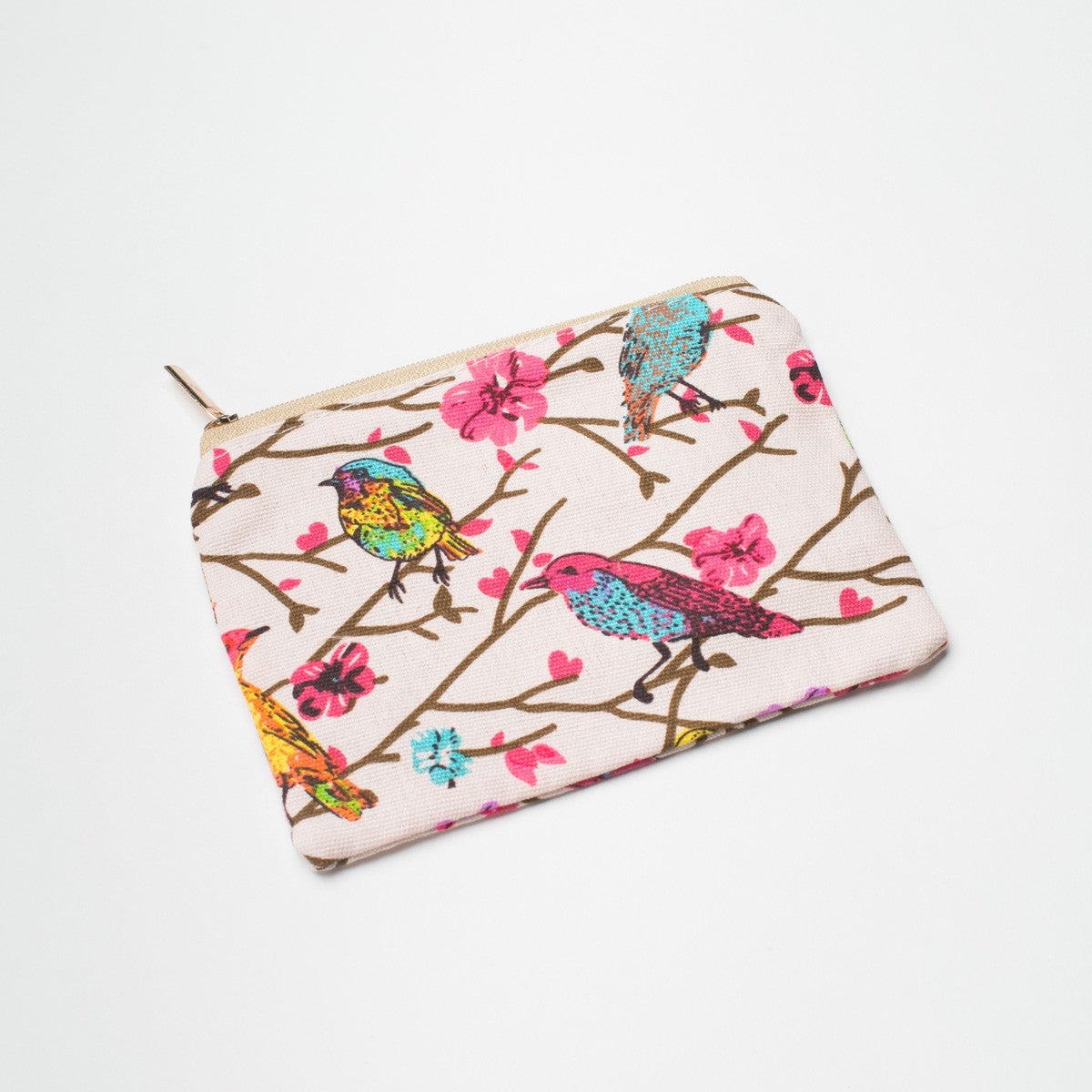 Coin purse in vibrant coloured bird print