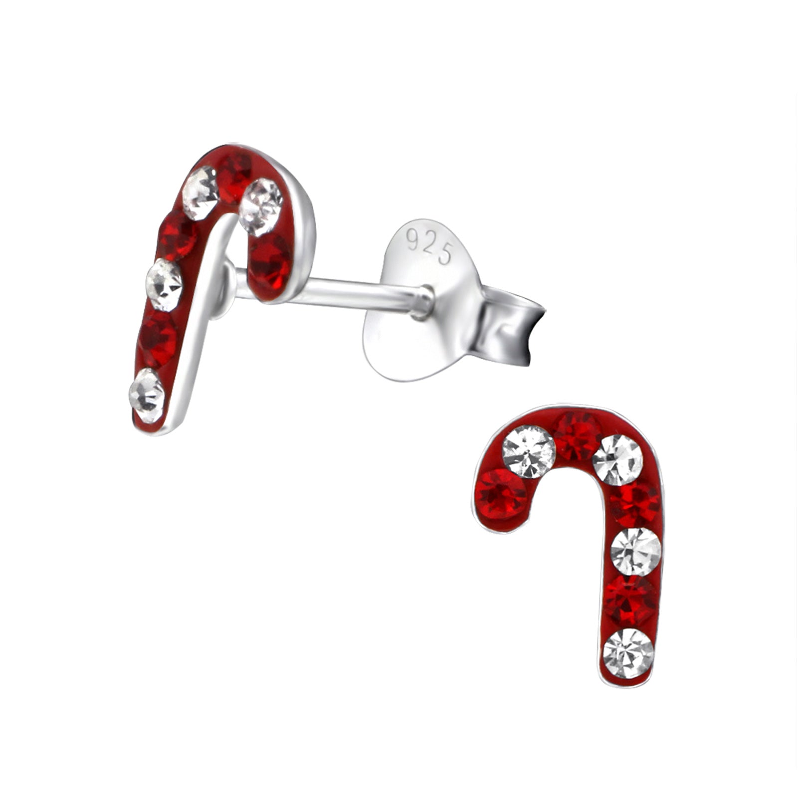 Candy cane with red and clear crystals earrings