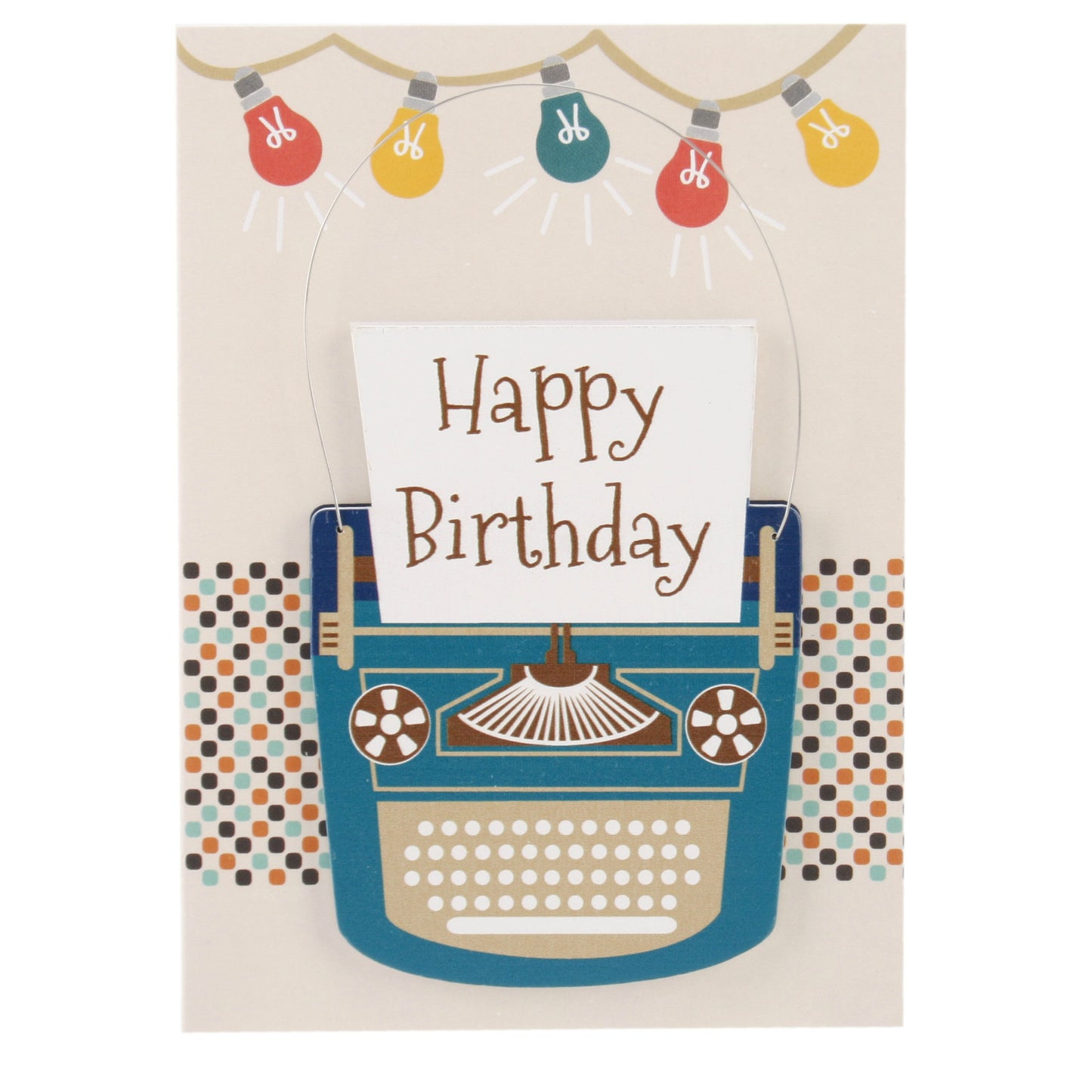 Happy Birthday Card and Hanging Keepsake Vintage Typewriter