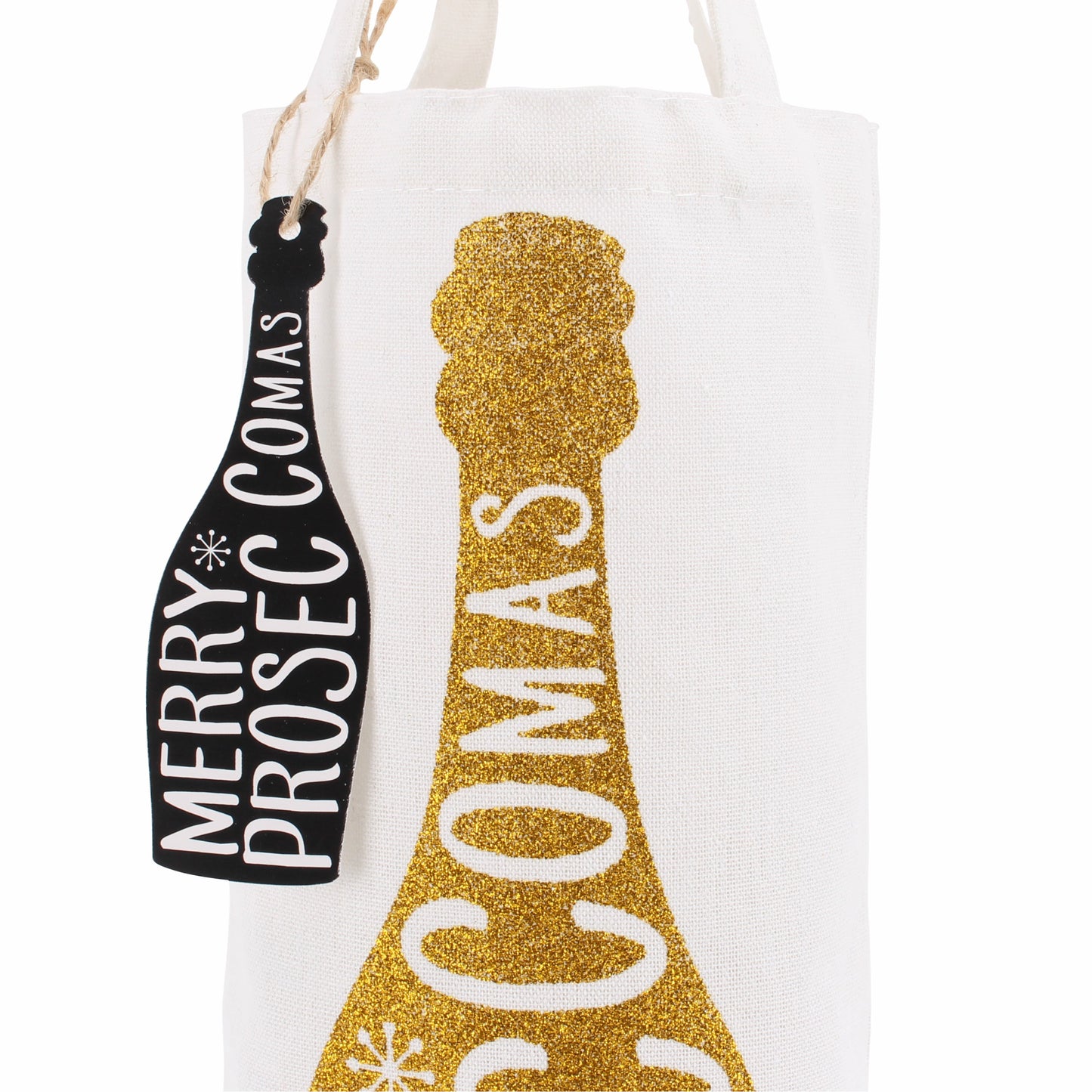 Gold Merry Prosecco-mas Bottle Bag