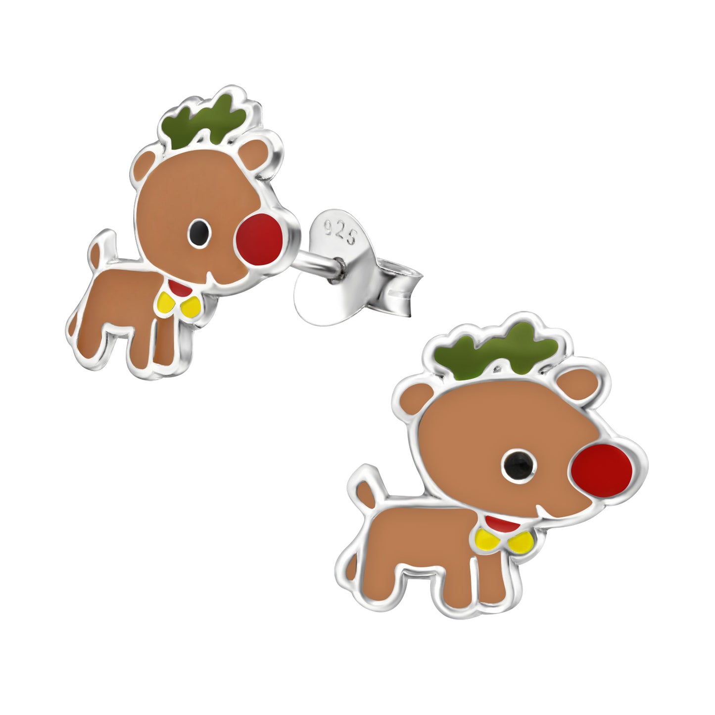 Rudolph the Red Nose Reindeer with epoxy resin detailing stud earrings.