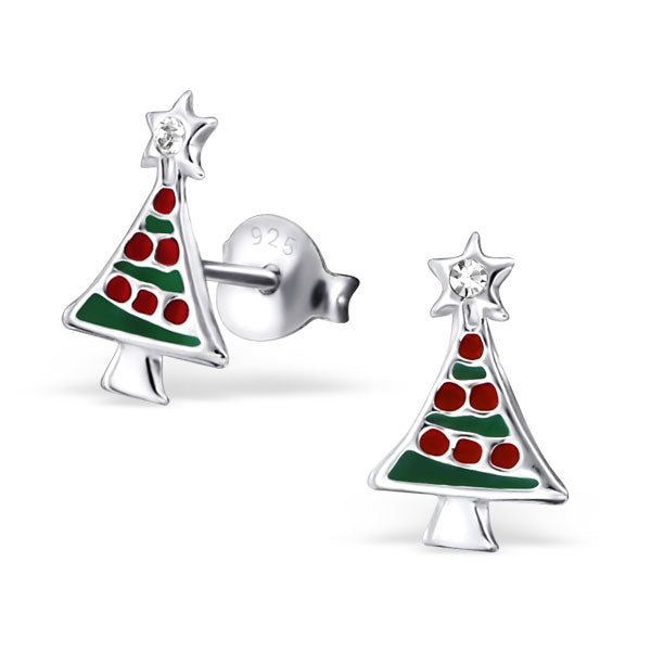 Christmas Tree Sterling Silver Earrings