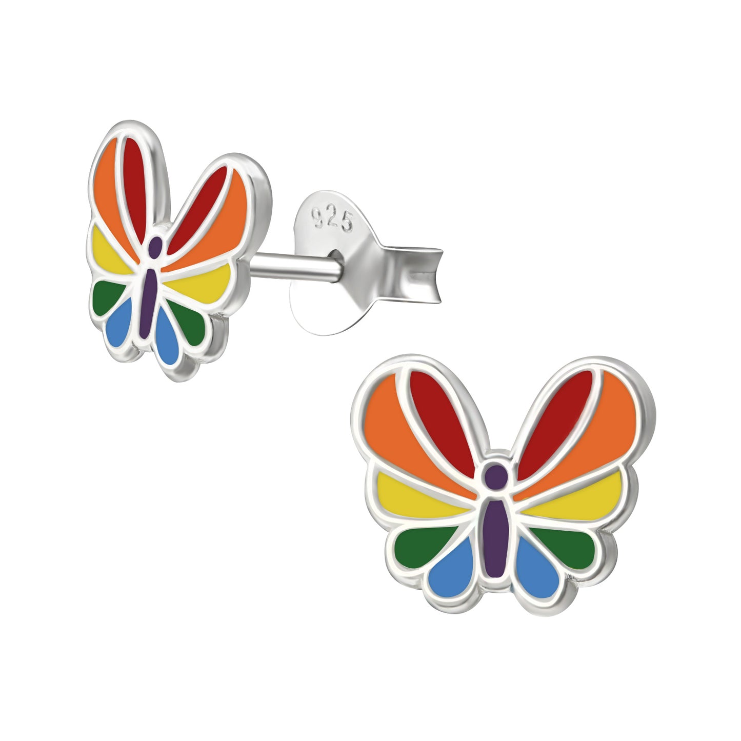 Rainbow butterfly stud earrings