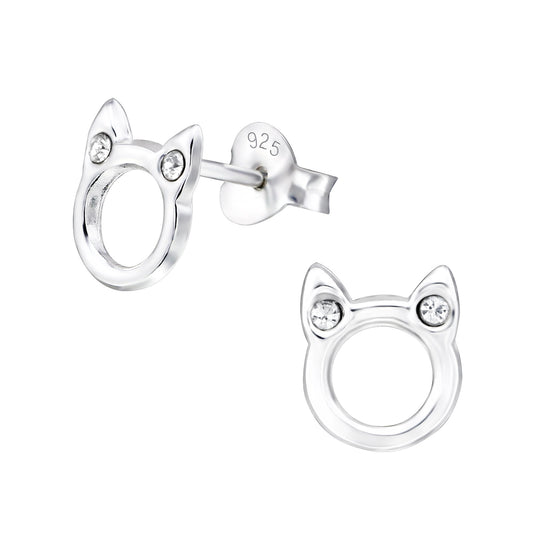 Pretty cat stud earrings with little crystal ears.