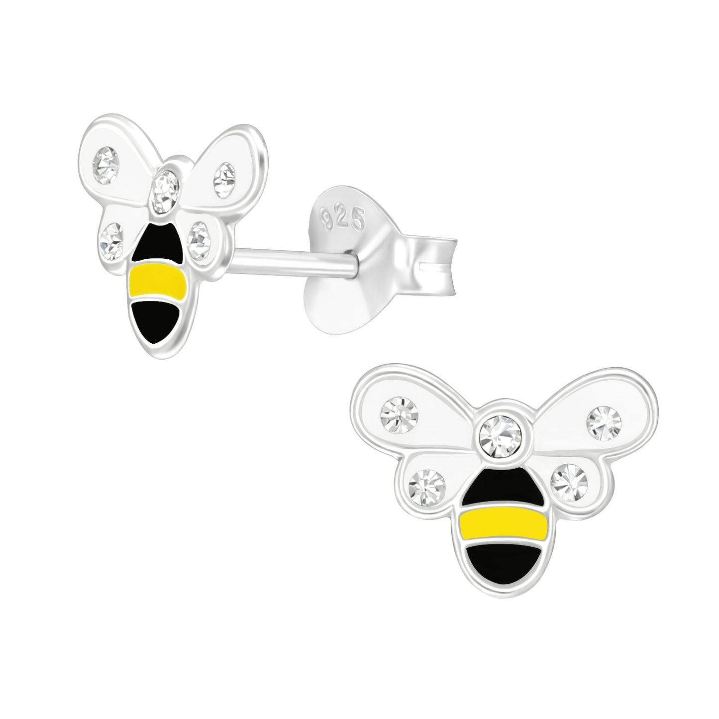 Beautiful little bee stud sterling silver earrings perfect for any queen bee. 