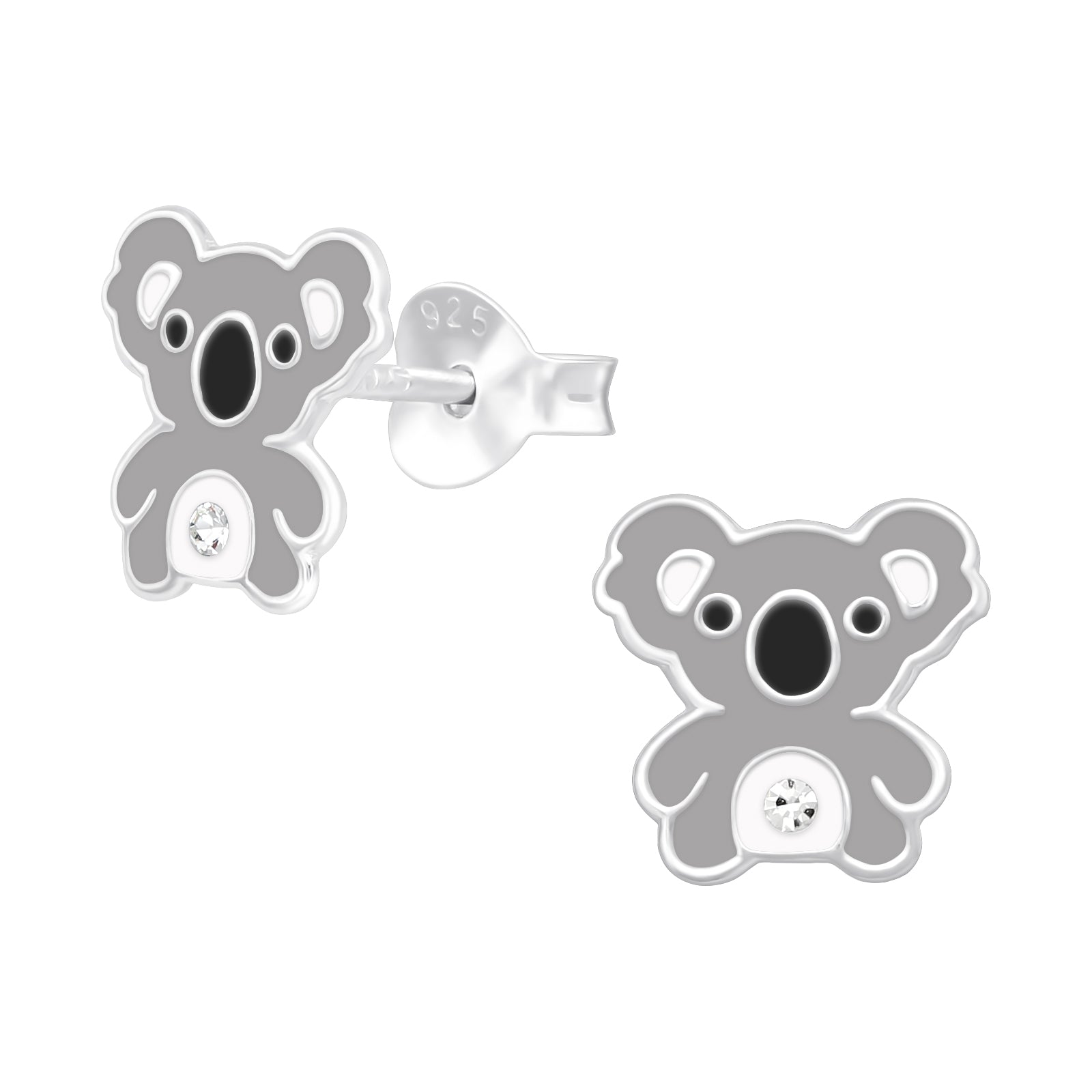 Grey koala bear stud earrings