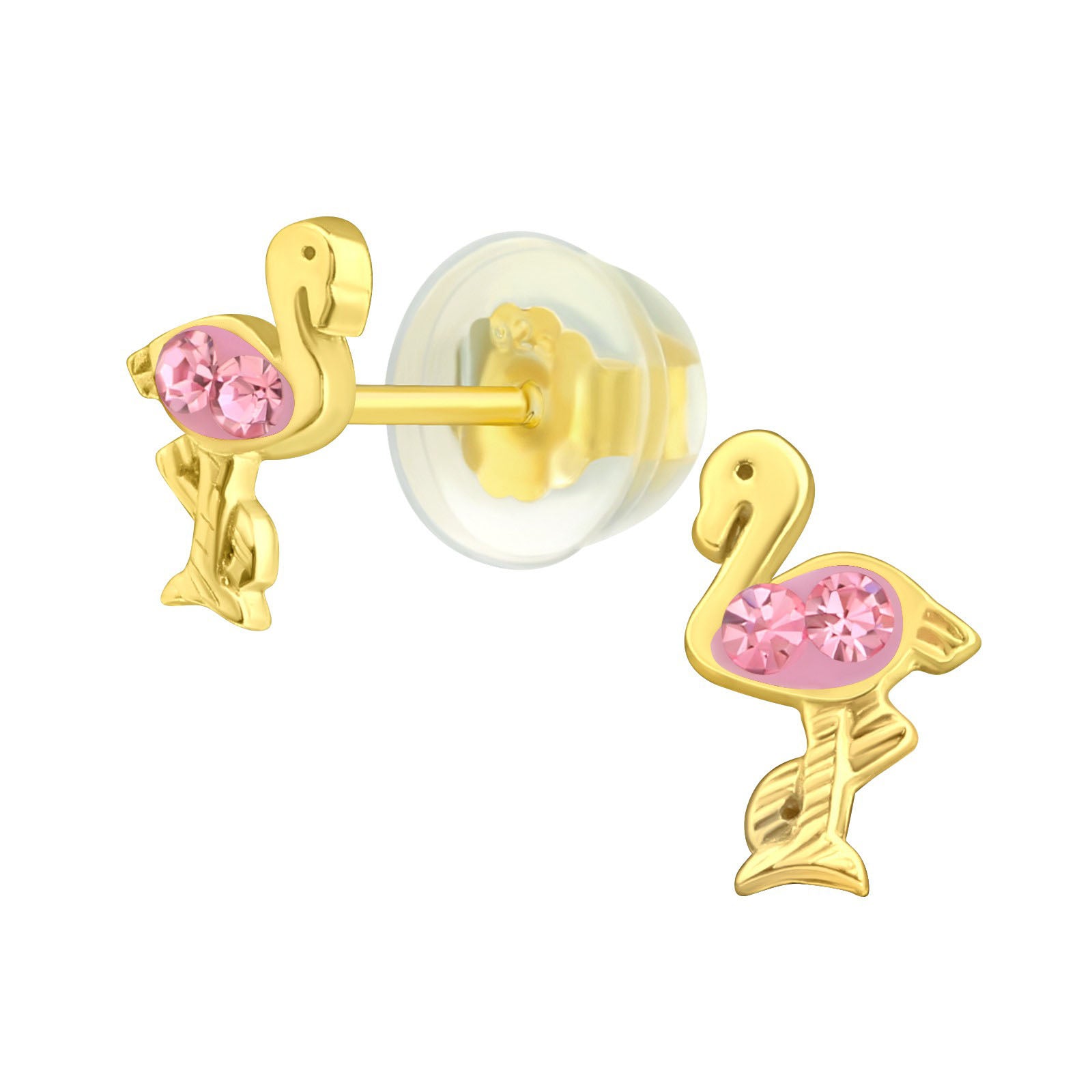 Gold plated flamingo pink crystal earrings