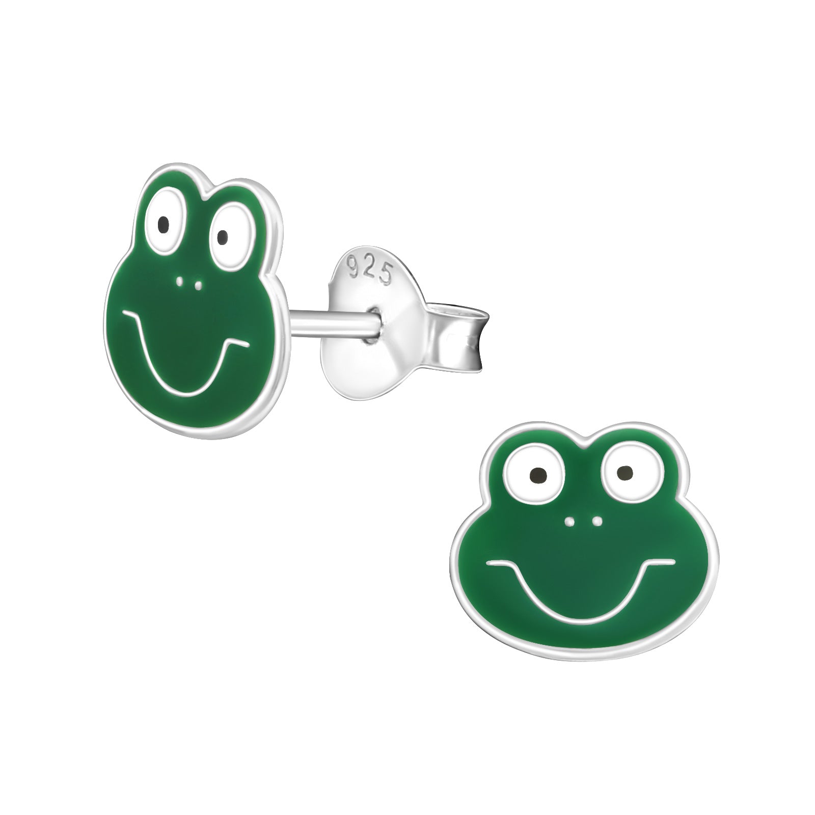 Smiling frog stud earrings.