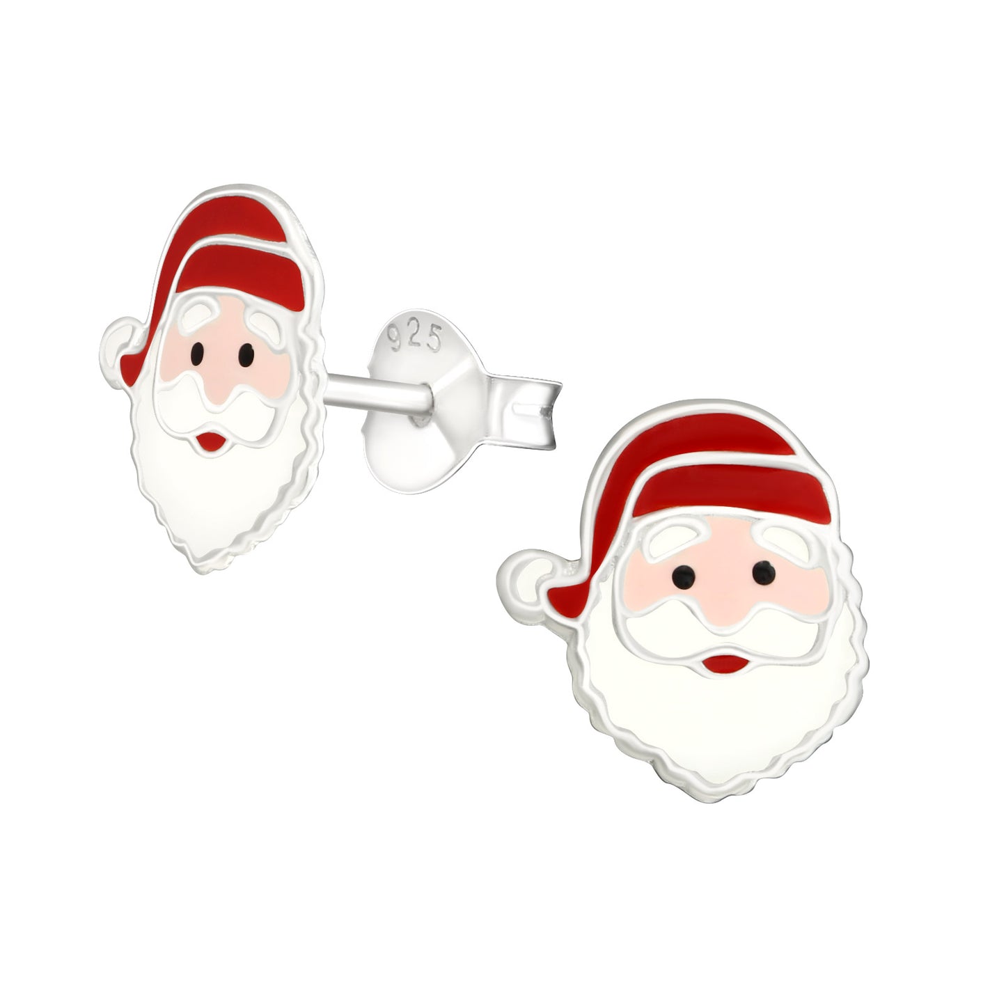 Father Christmas Head sterling silver stud earrings