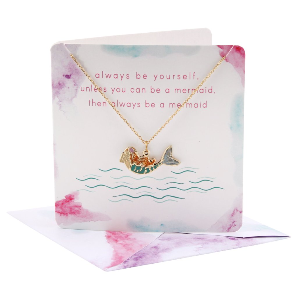 Pretty mermaid necklace on card (with envelope)
