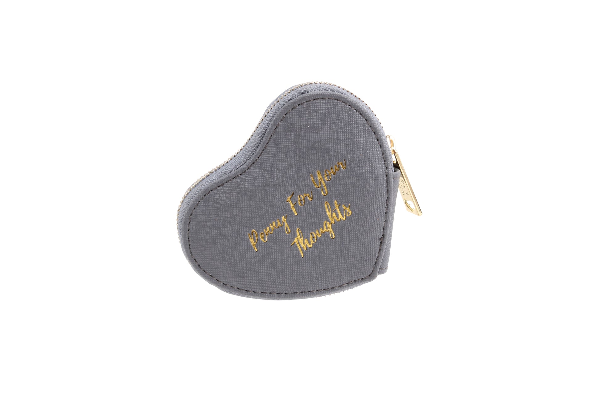 Grey Penny for Thoughts Heart Purse