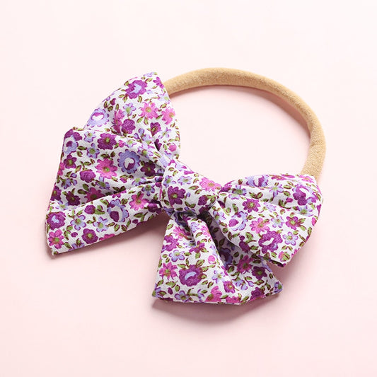 Floral Baby Bow Headband - choice of colours