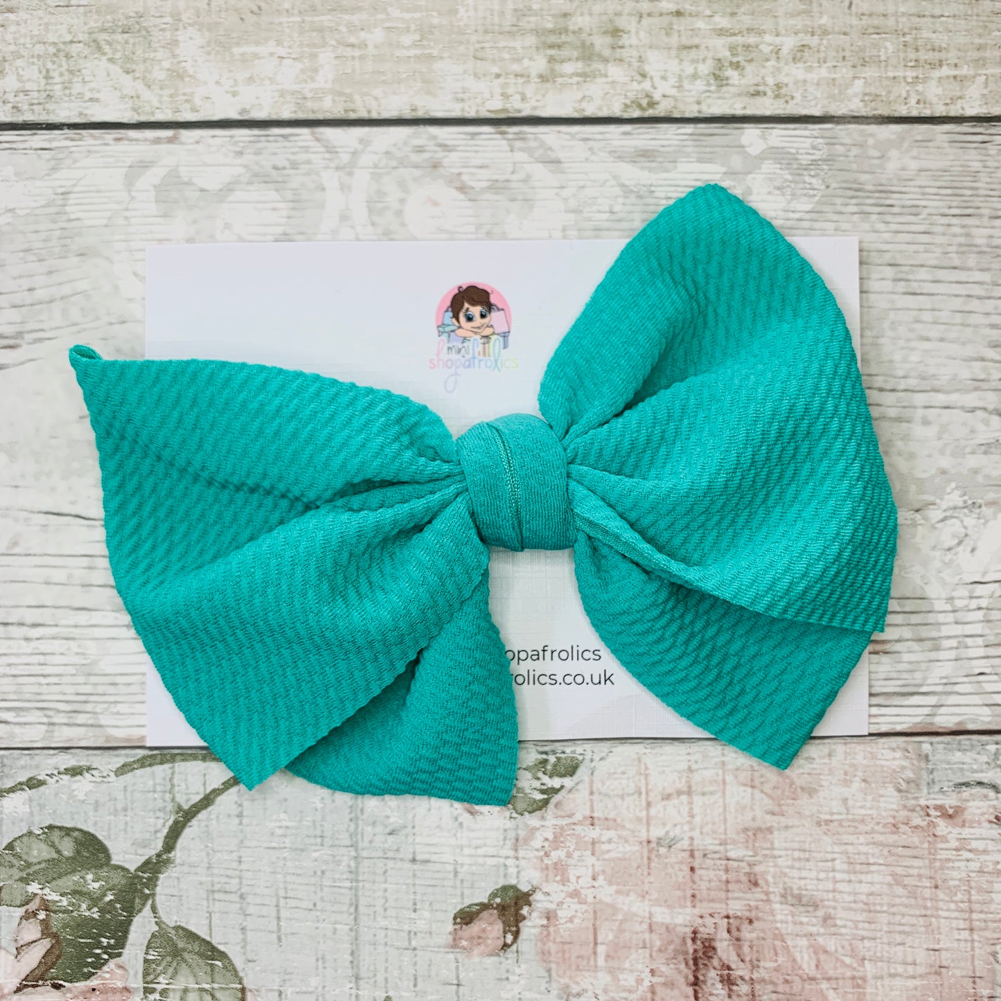 Turquoise blue waffle bow baby headband