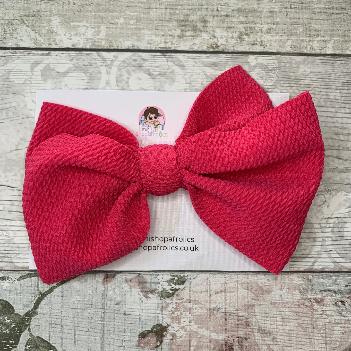 Pink waffle bow baby headband