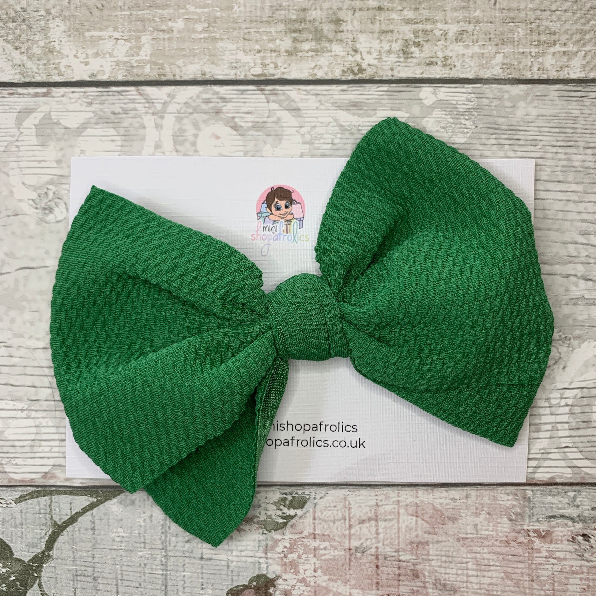 Green waffle bow baby headband