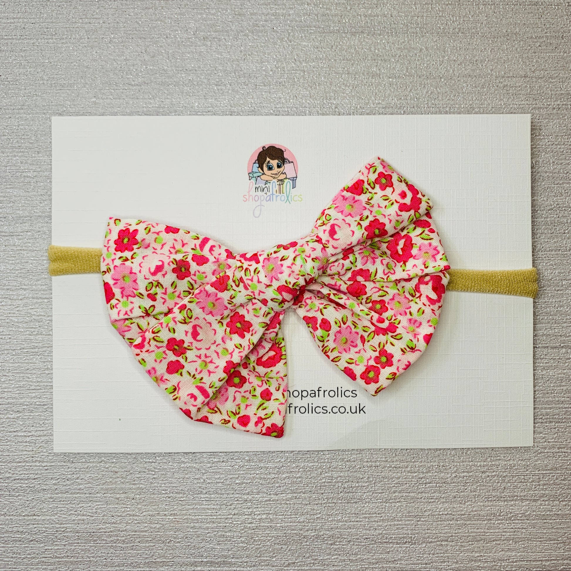 Ditsy pink floral print infant for headband