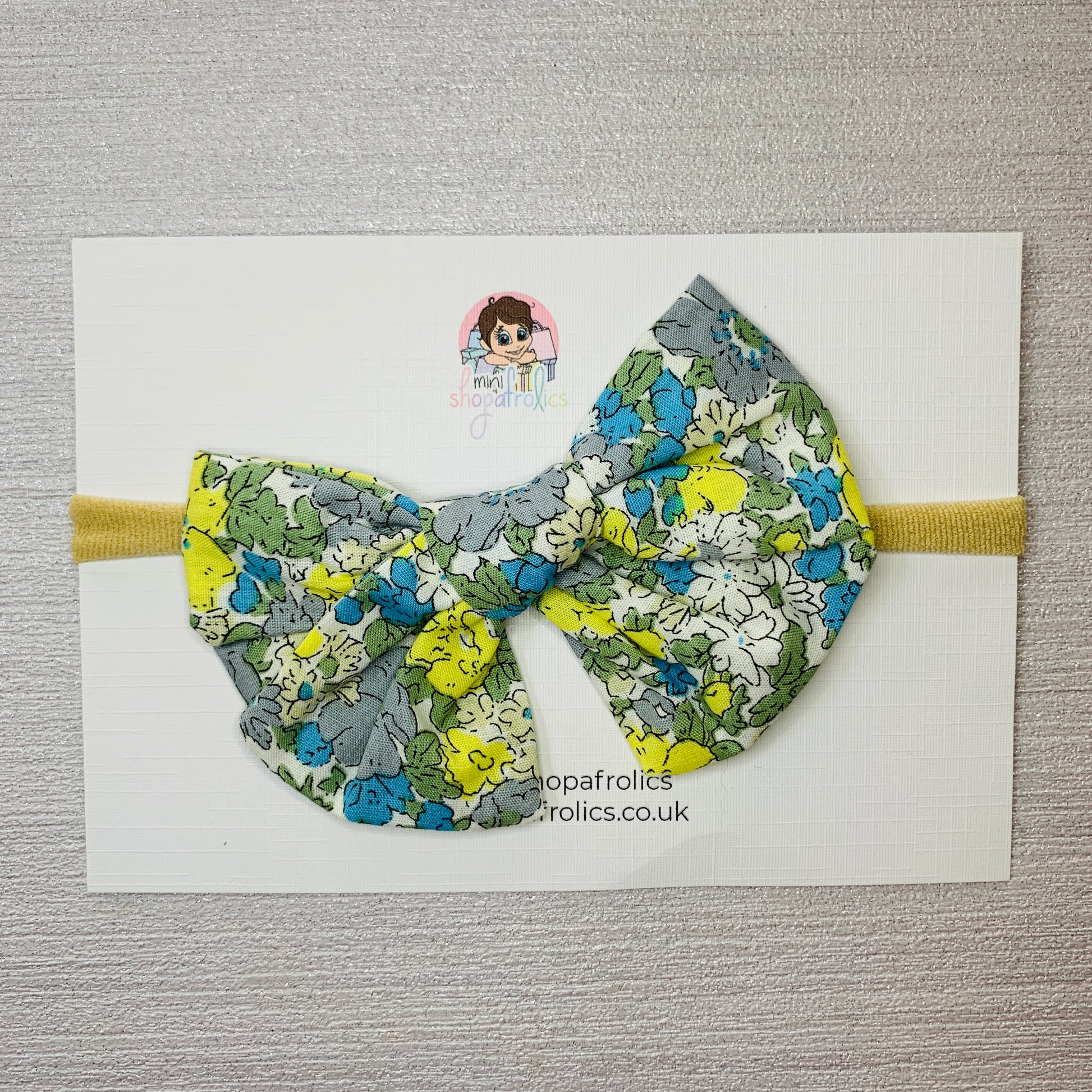 Yellow, Blue and Green Mix floral print infant for headband