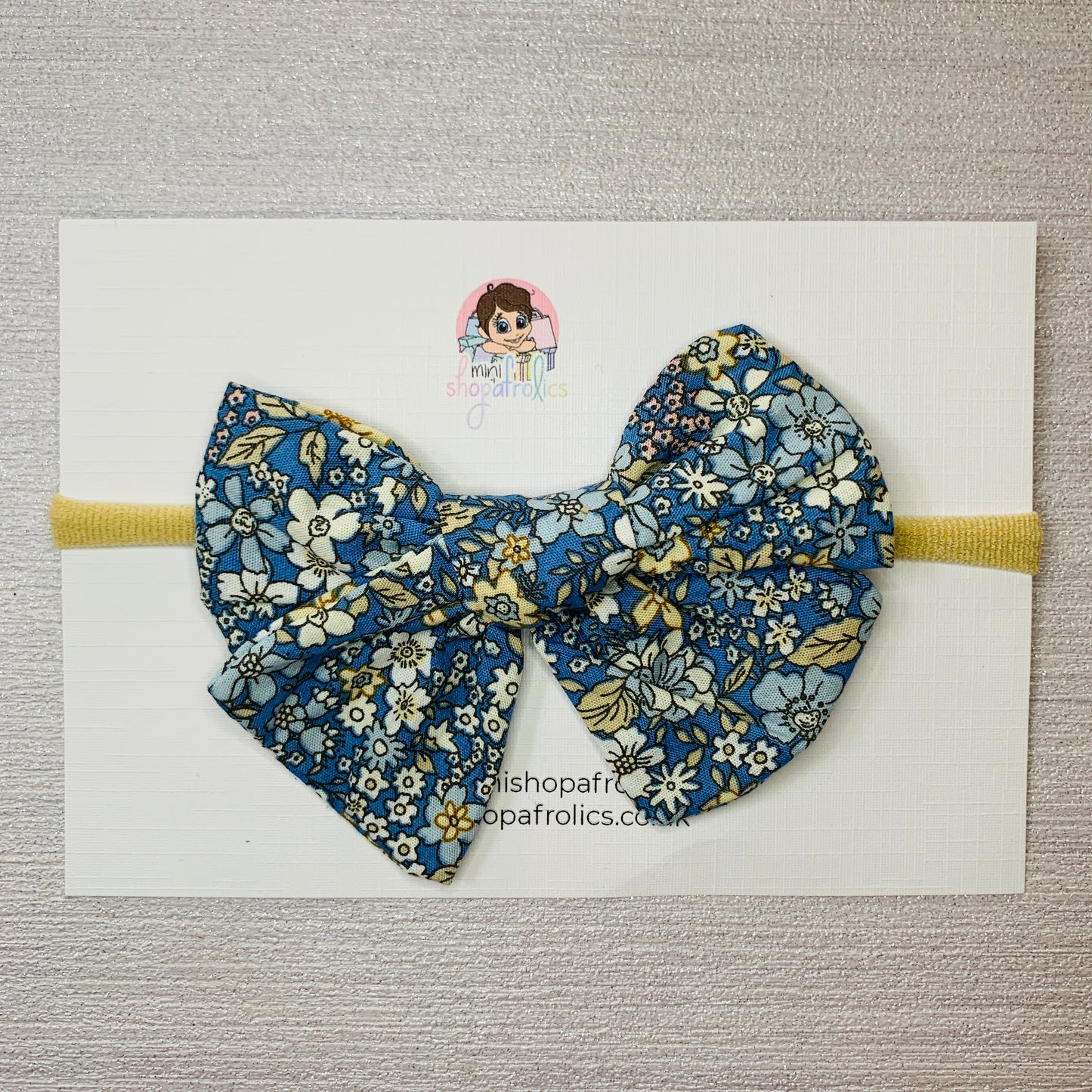 Vintage Blues floral print infant for headband