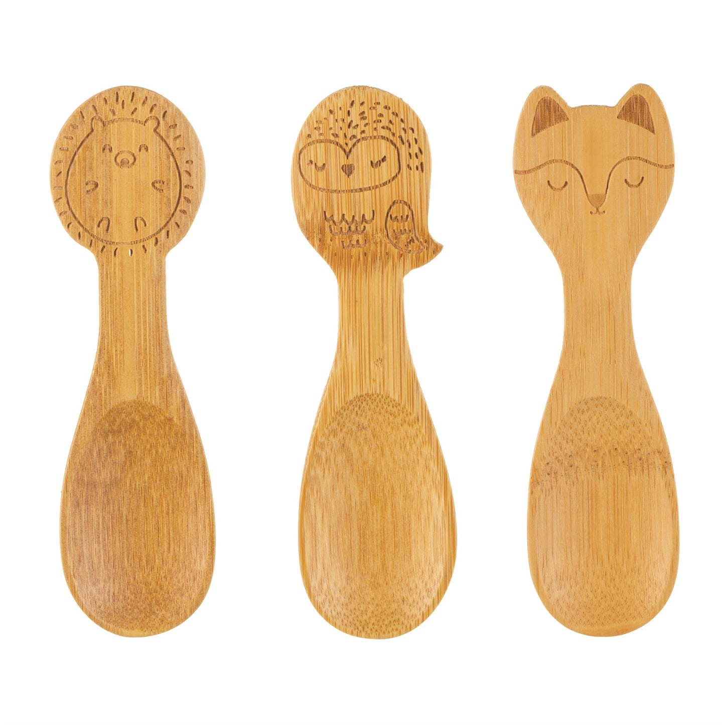 Woodland animal bamboo baby spoons - set of three