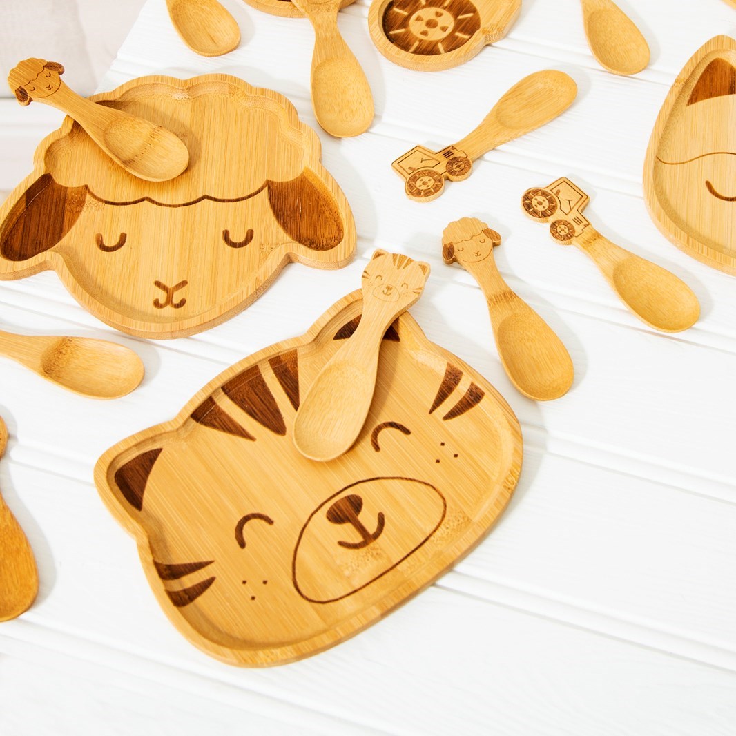 Children's tiger bamboo plate