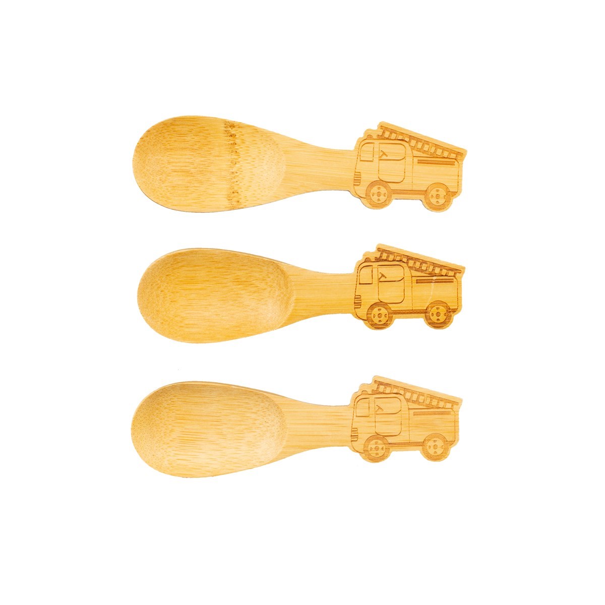 Fire engine bamboo baby spoons - set of three